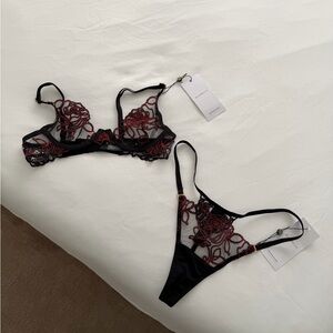 Bluebella Black and Red Lace Bra Set